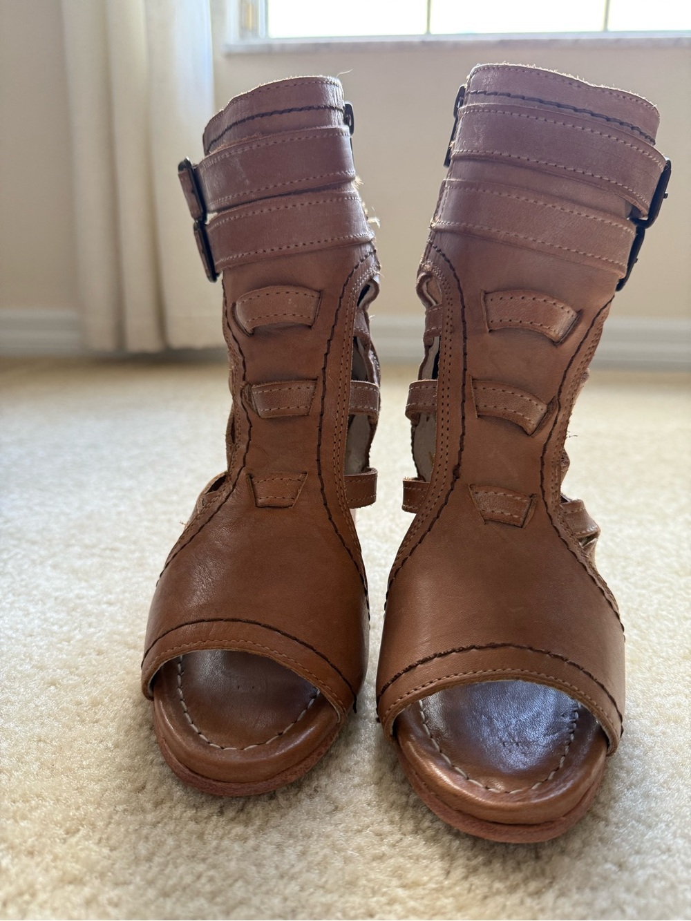 Freebird by Steven Tiara Leather Gladiator Heels Size 6 Brown